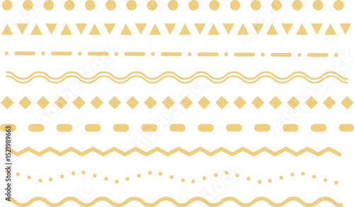 Vector line set -1- yellow. Lines, borders, underline 