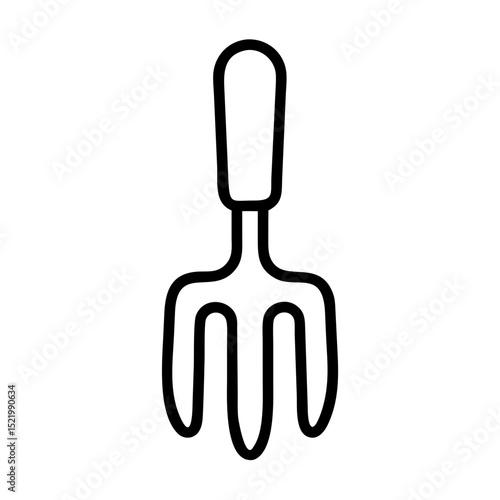 Vector gardening fork illustration in a minimalist style on a white background
