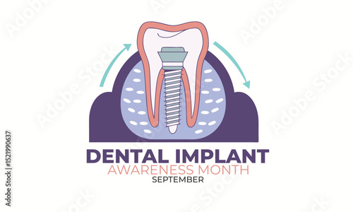 Dental implant awareness month. Teeth implant concept Design.