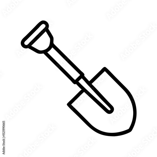 Vector shovel illustration in a minimalist style on a white background