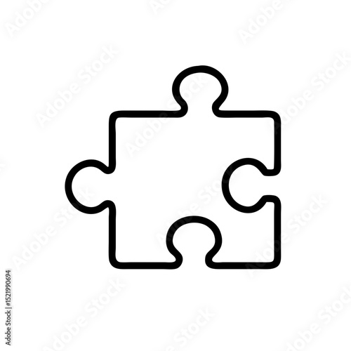 Vector puzzle piece illustration in a minimalist style on a white background
