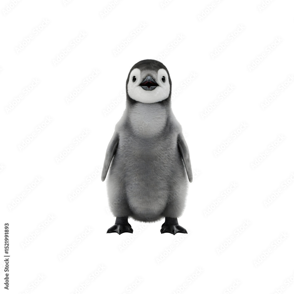 Fototapeta premium Baby penguin looking to the left cutely
