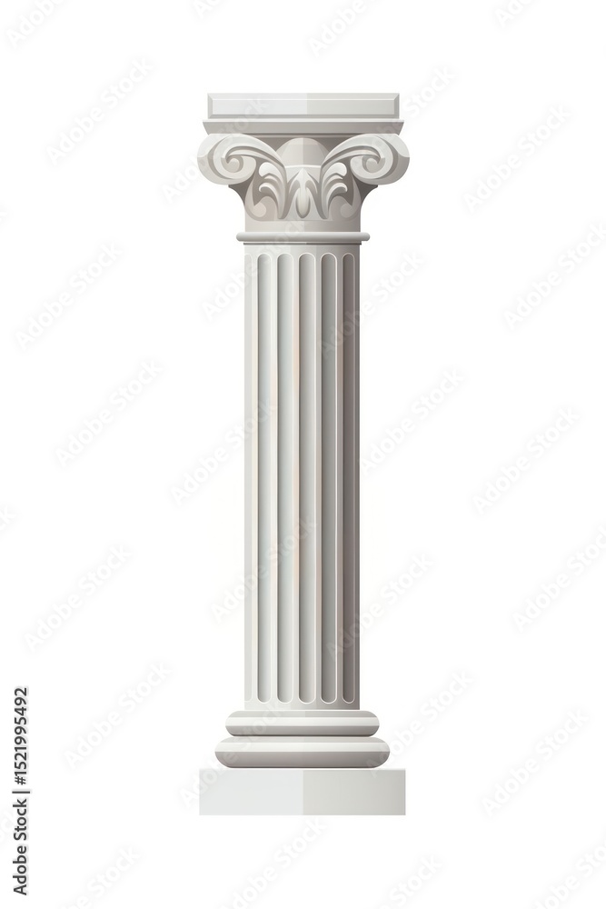 A small architectural antique stone pillar column with pedestal architecture white background creativity. A small architectural antique stone pillar column with pedestal architecture white background creativity.