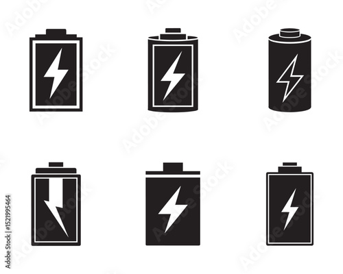 battery icon set,battery icon silhouette vector illustration