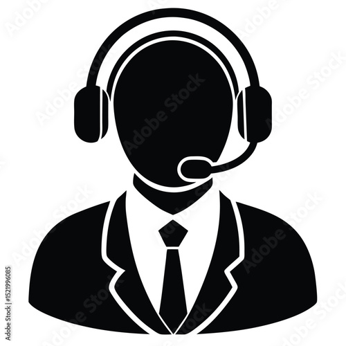 Call center agent element isolated training headset on white background