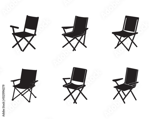 set of camping chair icon silhouette vector illustration