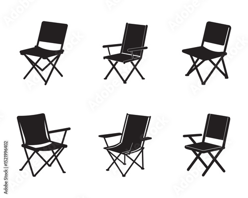 camping chair icon silhouette vector illustration  black folding chair