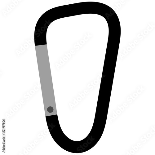 シンプルで実用的な黒いカラビナのイラスト