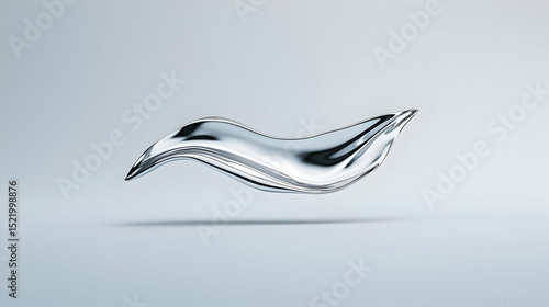 Abstract Silver Metallic Liquid Shape Design