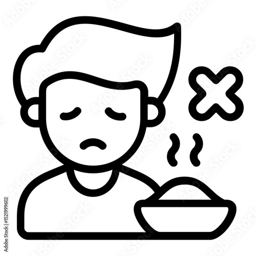 boy with loss of apetite icon line