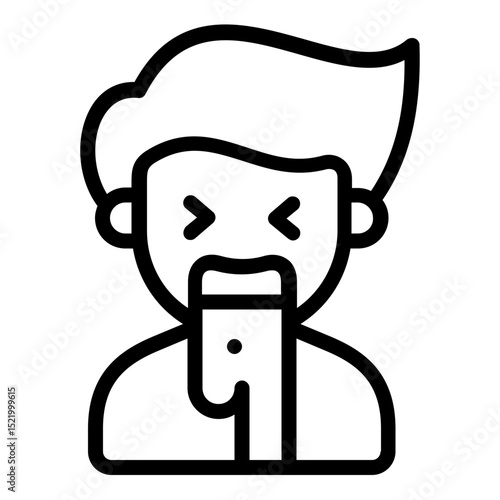 boy with vomiting icon line