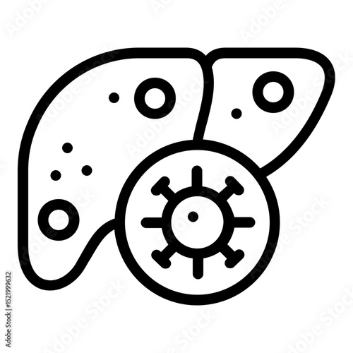 liver disease hepatitis with virus icon line