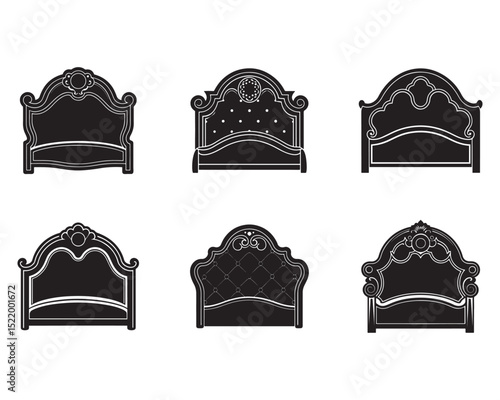 headboard icon silhouette vector illustration set 