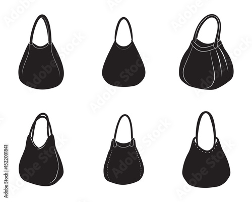 hobo bag sketch icon silhouette vector set illustration