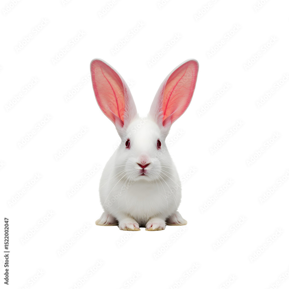 Obraz premium White rabbit with pink ears wearing a headband bow
