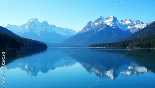 Wallpaper Mural Serene mountain lake reflecting snow-capped peaks under a clear sky
 Torontodigital.ca