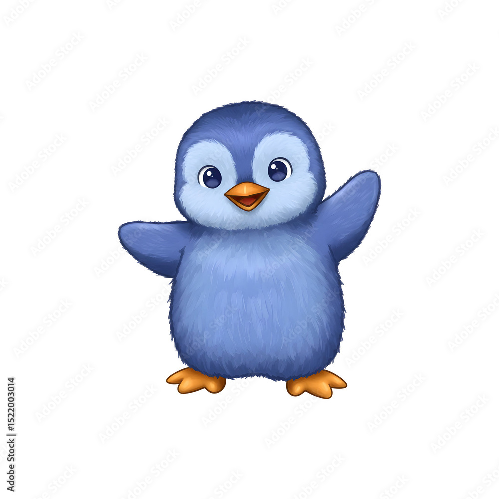 Fototapeta premium Cute blue penguin standing upright with a happy expression