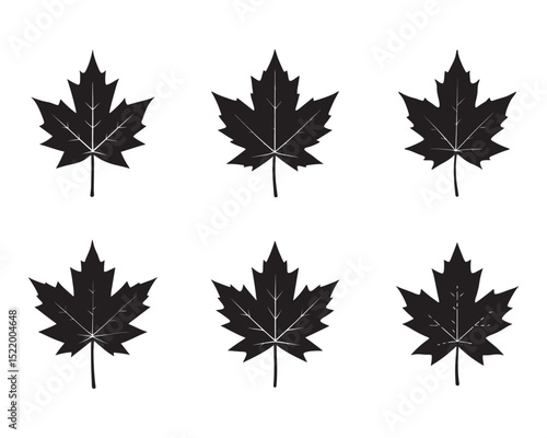 set of maple sketch icon silhouette vector illustration