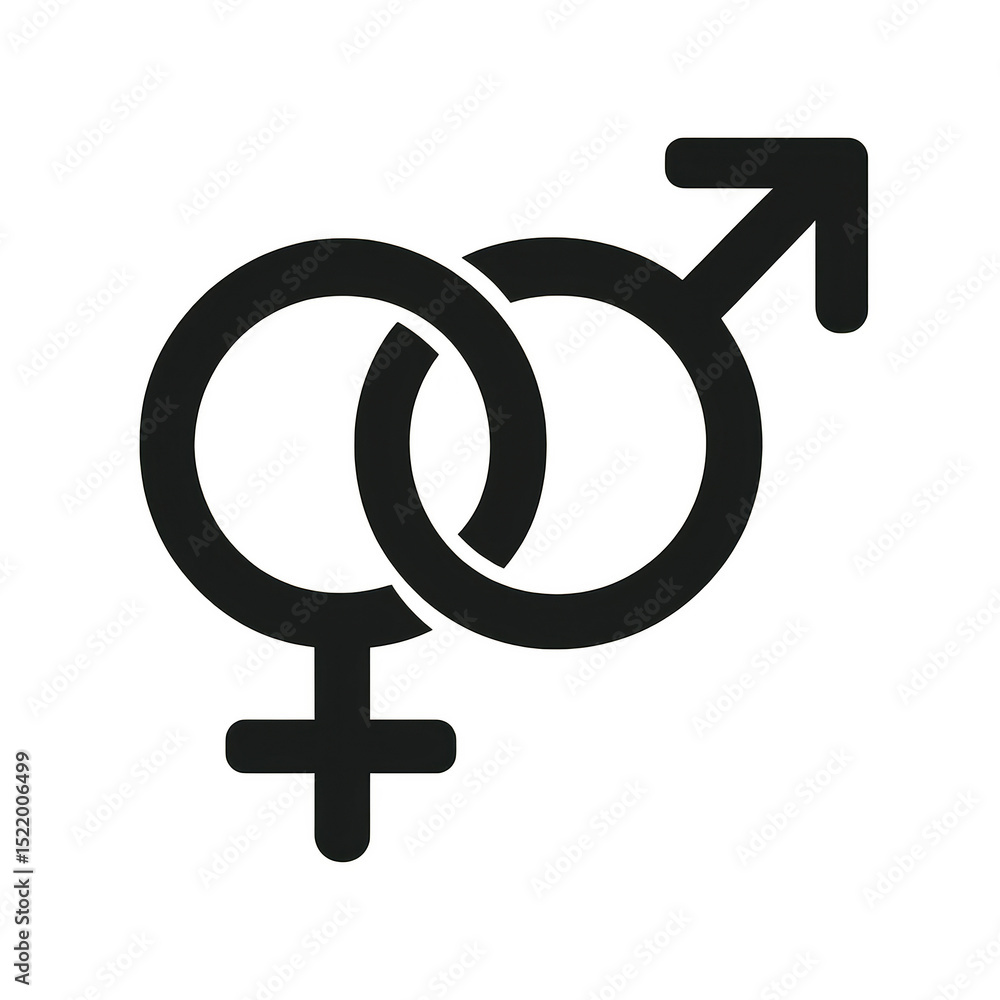 Interlocked male and female gender symbols representing gender or relationships. Interlocked male and female gender symbols representing gender or relationships.