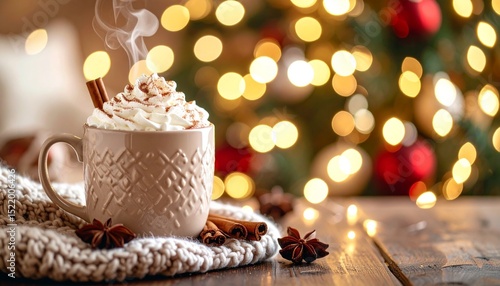 Wallpaper Mural Cozy Hot Chocolate with Whipped Cream and Cinnamon Stick, christmas and holiday vibes Torontodigital.ca