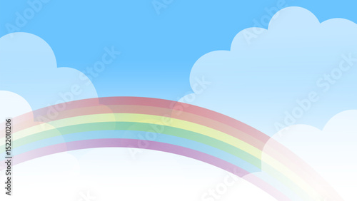 空と虹　背景　さわやか　明るい　夏　ベクター　イラスト　BG