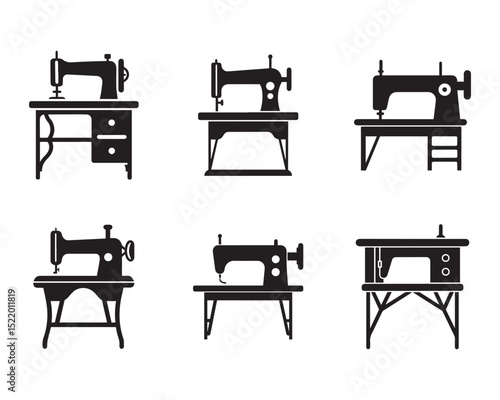 sewing table icon silhouette vector illustration