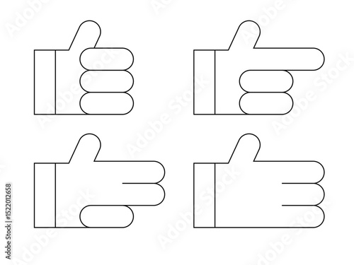 ハンドジェスチャーのアイコン、線画