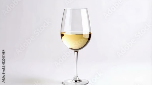 Wallpaper Mural Elegant wineglass half-filled with white wine, set against a clean white backdrop creates a refreshing and refined ambiance. Torontodigital.ca
