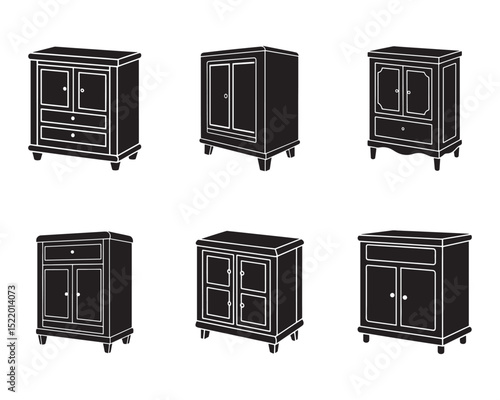 storage cabinet icon set vector silhouette illustration