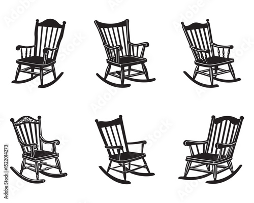 rocking chair icon silhouette vector illustration graphic on white background