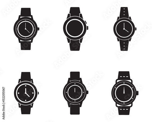watch sketch icon set silhouette vector illustration on white background