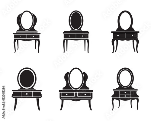 vanity table icon silhouette vector illustration