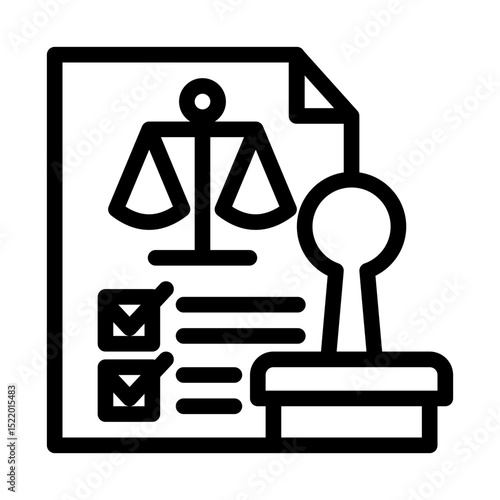 An icon of an official stamp, representing approval, certification, and validation. Suitable for legal, governmental, and business documentation. (Outline Style)