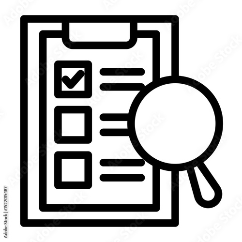 An icon representing investigation, symbolizing research, analysis, and legal scrutiny. Perfect for detective work, audits, and legal inquiries. (Outline Style)