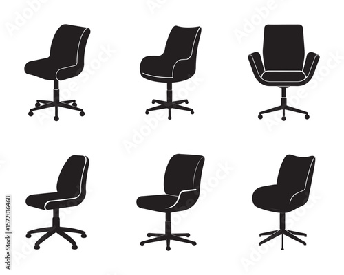 swivel chair icon set silhouette vector illustration