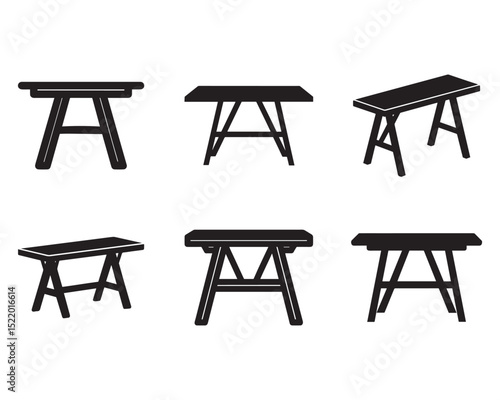 Obraz na plátne trestle table icon set silhouette vector illustration