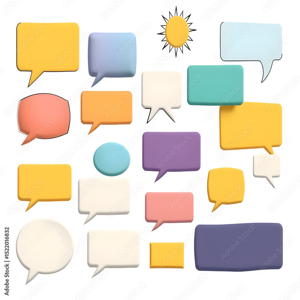 A set of diverse speech bubbles, unique shapes and sizes. , isolated A set of diverse speech bubbles, unique shapes and sizes. , isolated