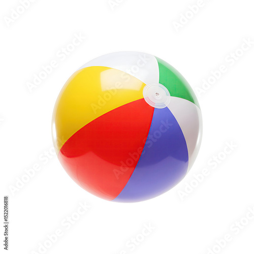 Colorful beach ball with blue, red, yellow, and white panels, great for summer or pool party themes