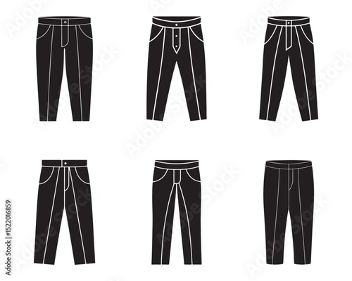 set of tailored trousers sketch icon silhouette vector illustration