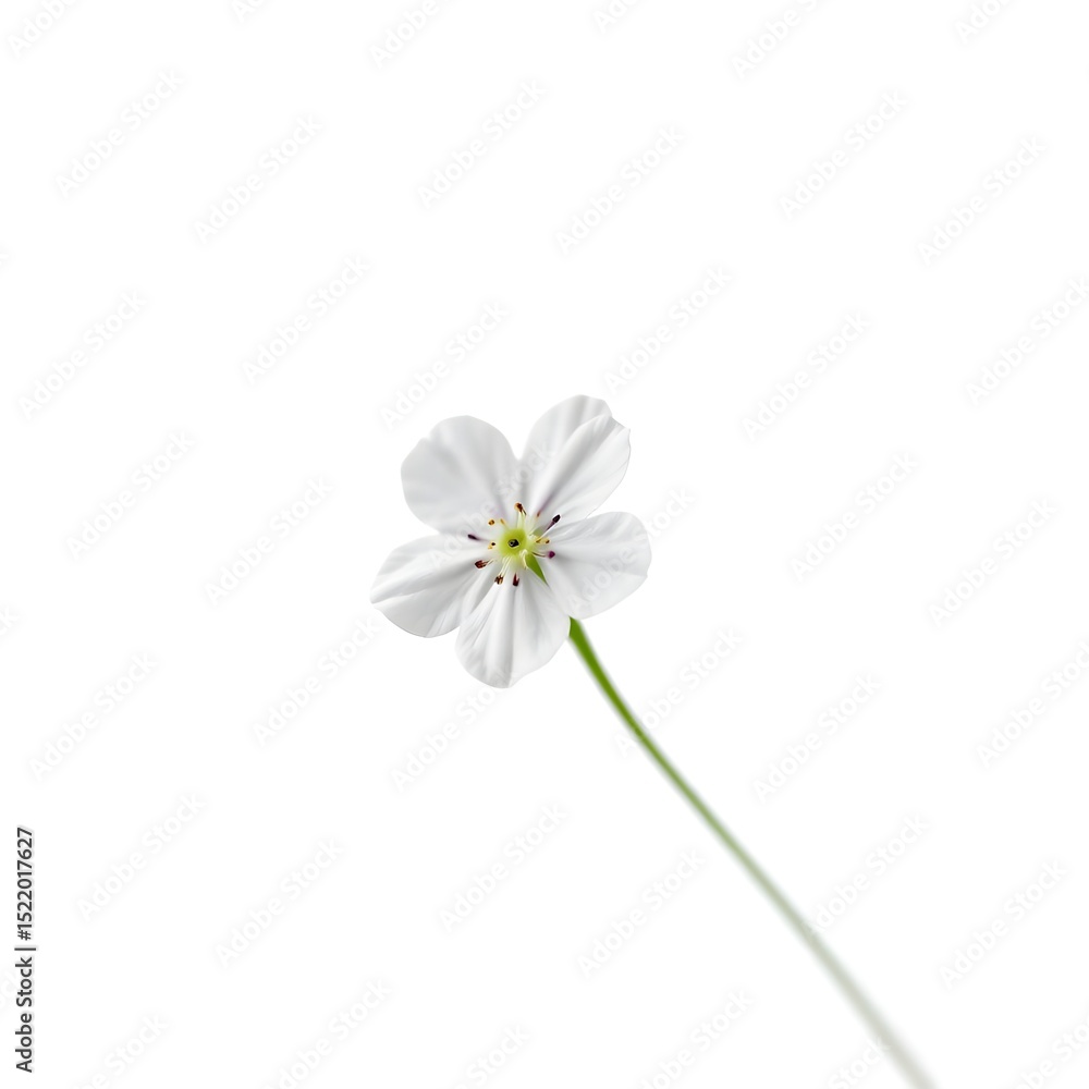 Fototapeta premium A single forget-me-not flower, captured in macro detail against a stark white background