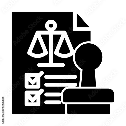An icon of an official stamp, representing approval, certification, and validation. Suitable for legal, governmental, and business documentation. (Glyph Style)