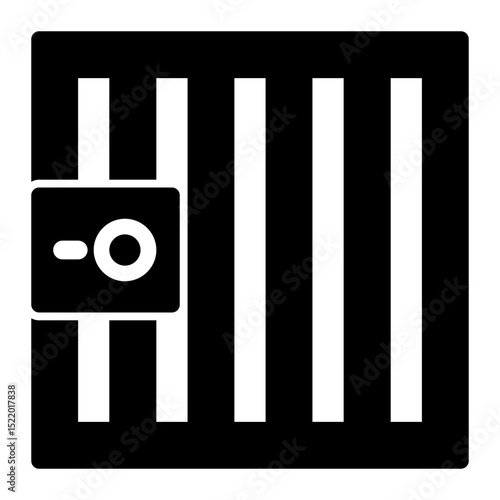 An icon depicting a jail, symbolizing imprisonment, detention, and legal consequences. Ideal for crime-related content, law enforcement, and justice systems. (Glyph Style)