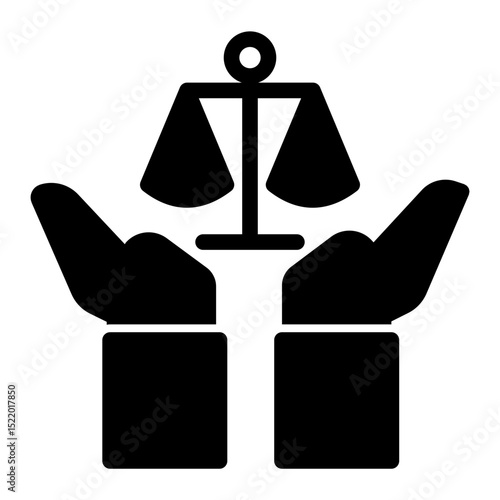 An icon embodying justice, symbolizing fairness, law, and moral balance. Ideal for legal firms, human rights organizations, and judicial content. (Glyph Style)