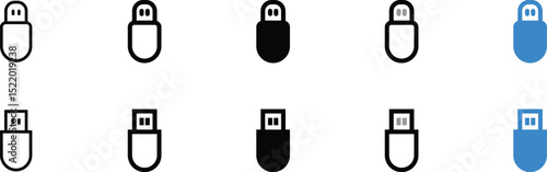 Vector Illustration of USB Flash Drives in Various Colors