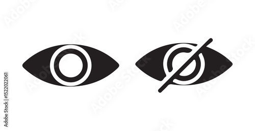 Eye icon set. vision icon, see view icons - eyesight symbol - invisible eye hide icon.Show password. Vector illustration eps 10.