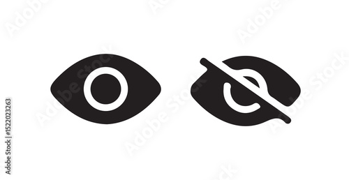 Eye icon set. vision icon, see view icons - eyesight symbol - invisible eye hide icon.Show password. Vector illustration eps 10.