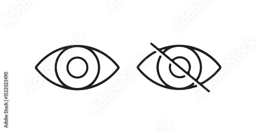 Eye icon set. vision icon, see view icons - eyesight symbol - invisible eye hide icon.Show password. Vector illustration eps 10.