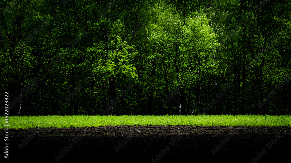 Obraz premium Dark Forest Floor With Lush Green Grass
