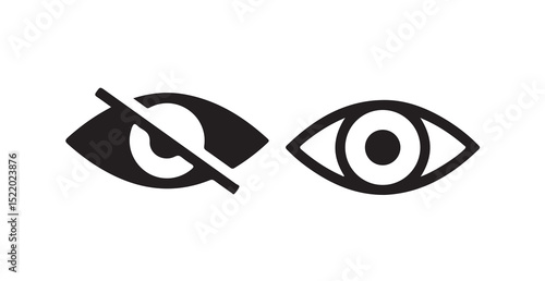 Eye icon set. vision icon, see view icons - eyesight symbol - invisible eye hide icon.Show password. Vector illustration eps 10.