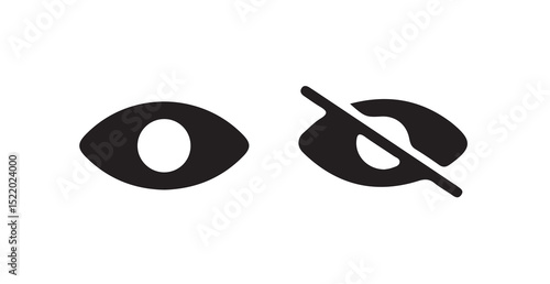 Eye icon set. vision icon, see view icons - eyesight symbol - invisible eye hide icon.Show password. Vector illustration eps 10.